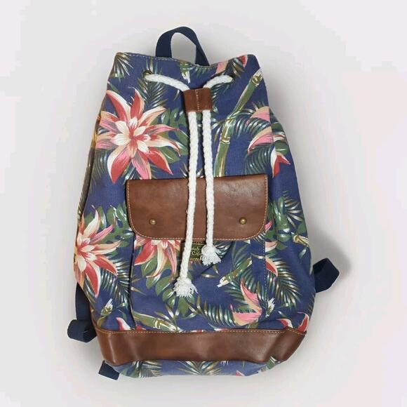 Rainforest Cafe Floral Backpack Canvas Bag Rucksack Travel Sport Camping School - Picture 1 of 14